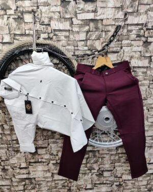 LYCRA SHIRT AND PANT - COMBO WHITE AND WINE