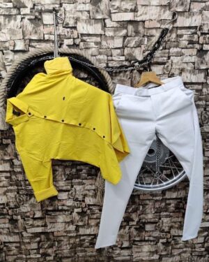 LYCRA SHIRT AND PANT - COMBO YELLOW AND WHITE